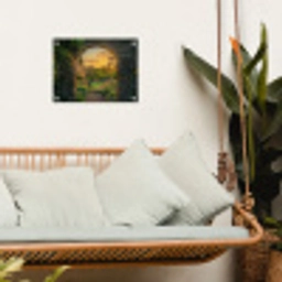Poort - Planten - Zonsondergang tuinposter los doek klein -sfeer7