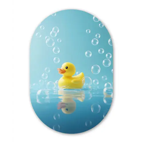 Bubbels - Badeend - Geel Wandcirkel Ovaal Forex klein -3d