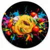 Spaghetti - Graffiti - Verf - Kleurrijk - Eten - Modern Wandcirkel kunststof plaat 5mm dik klein -3d