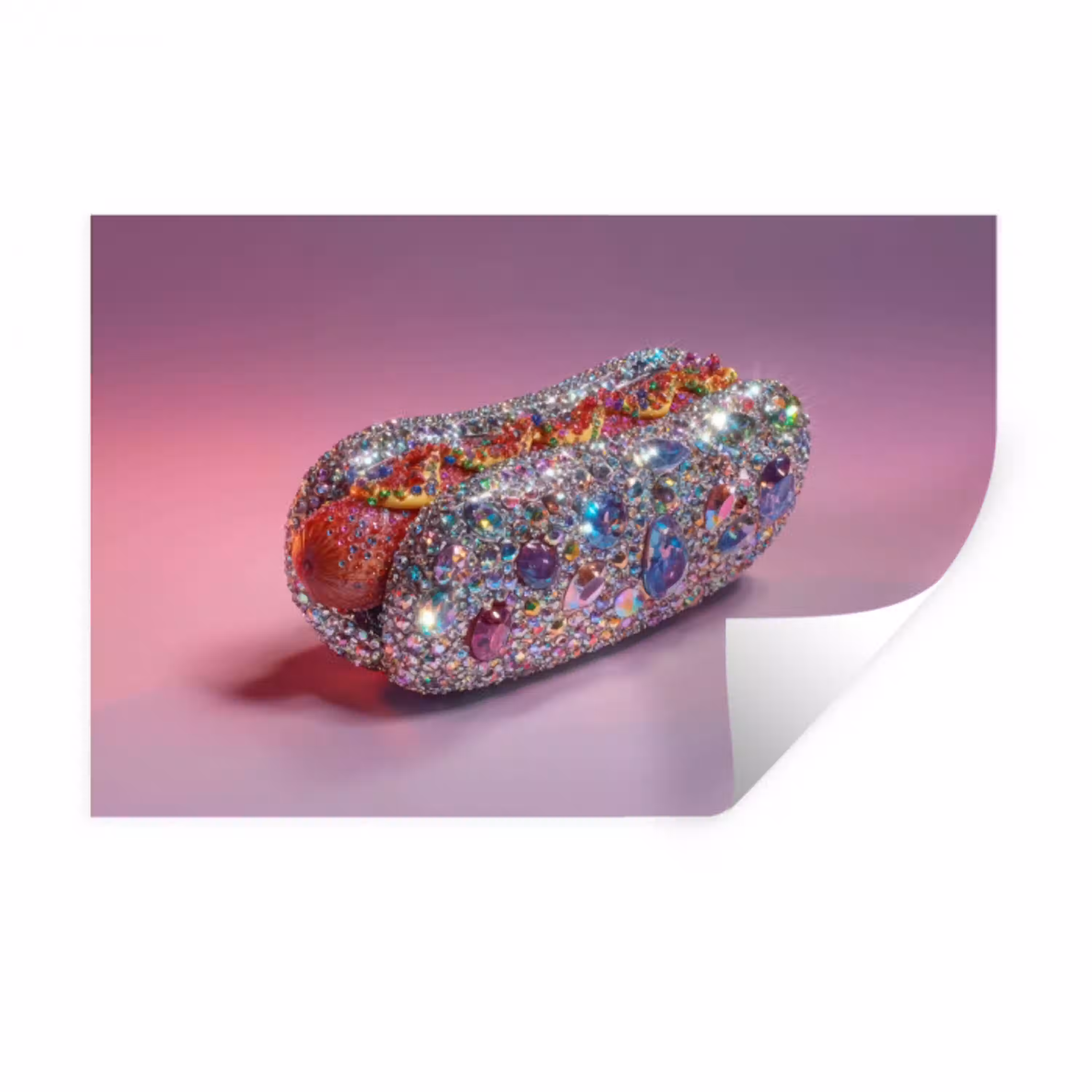 Hotdog - Steentjes - Glitters - Paars Muursticker klein -3d