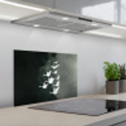 Vogel - Japandi - Groen keuken achterwand spatscherm klein -3d_schuin