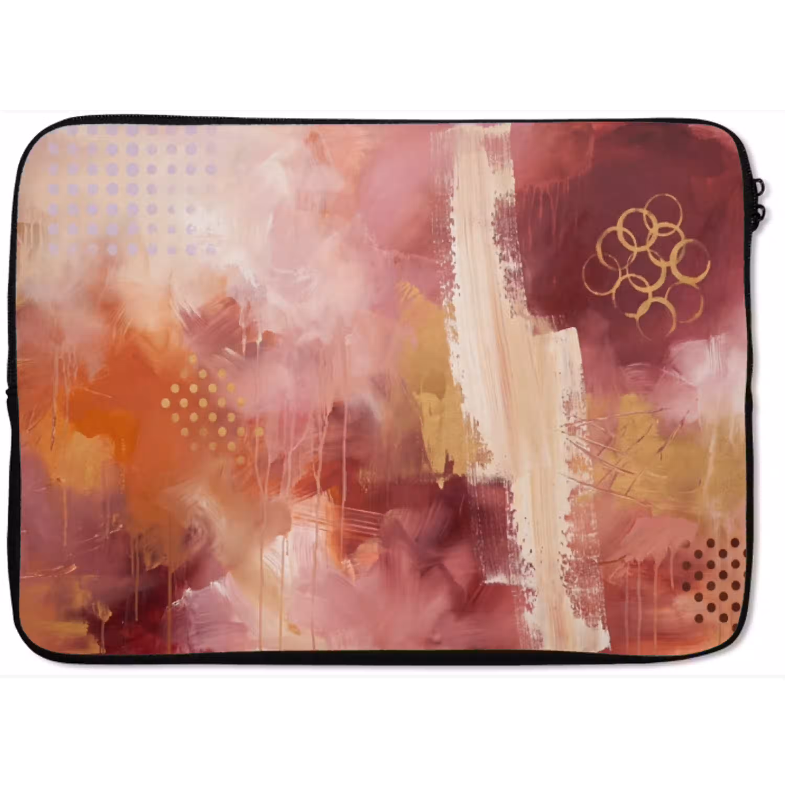Abstract - Rood - Goud - Modern - Kunst laptophoes neopreen klein -zkaufland3dotto