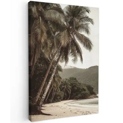 Eiland - Palmboom - Zee Tuinposter op houten frame 2 cm dik klein -3d
