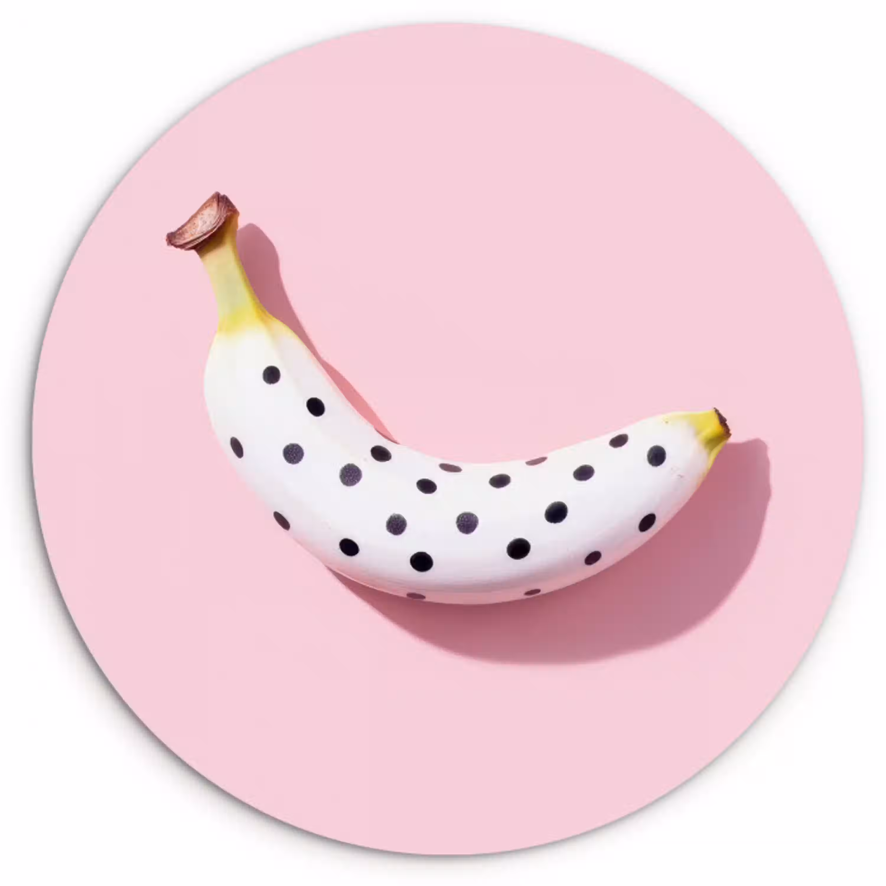 Banaan - Stippen - roze Wandcirkel kunststof plaat 5mm dik klein -3d