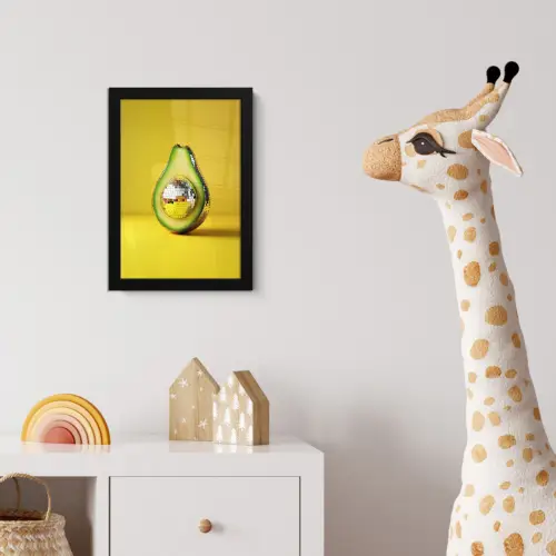 Avocado - Discobal - Geel - Glitter fotolijst zwart zonder passe partout klein -usfeer4_kinderkamer