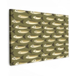 Vis - Patroon - Groen Tuinposter op houten frame 2 cm dik klein 845 -3d