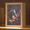 Paard - Bloemen - Paars - Oranje - Dieren Light Box met kabel klein -zzz_3d_website