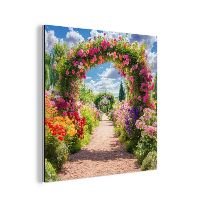 Doorkijk - Bloemen - Kleurrijk - Natuur aluminium wit klein -3d