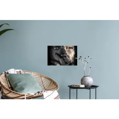 Vrouw - Goud - Zwart - Schmink - Luxe Muursticker klein -plant