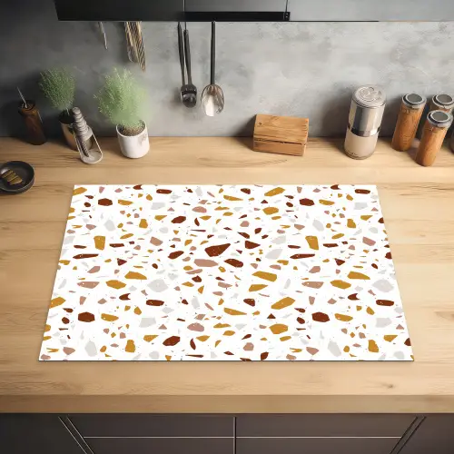 Terrazzo -  Patroon - Wit - Urban Inductie beschermer vinyl 3mm klein 276 -sfeer5