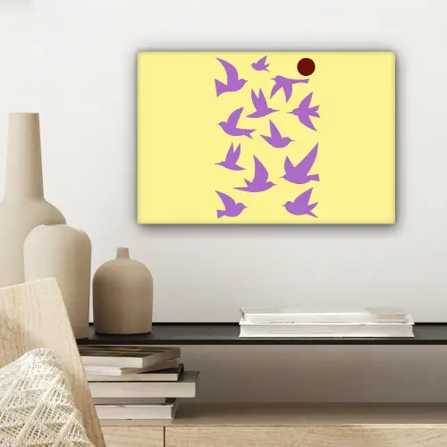 Vogels - Cirkel - Geel - Beweging canvas 2cm klein -sfeer6