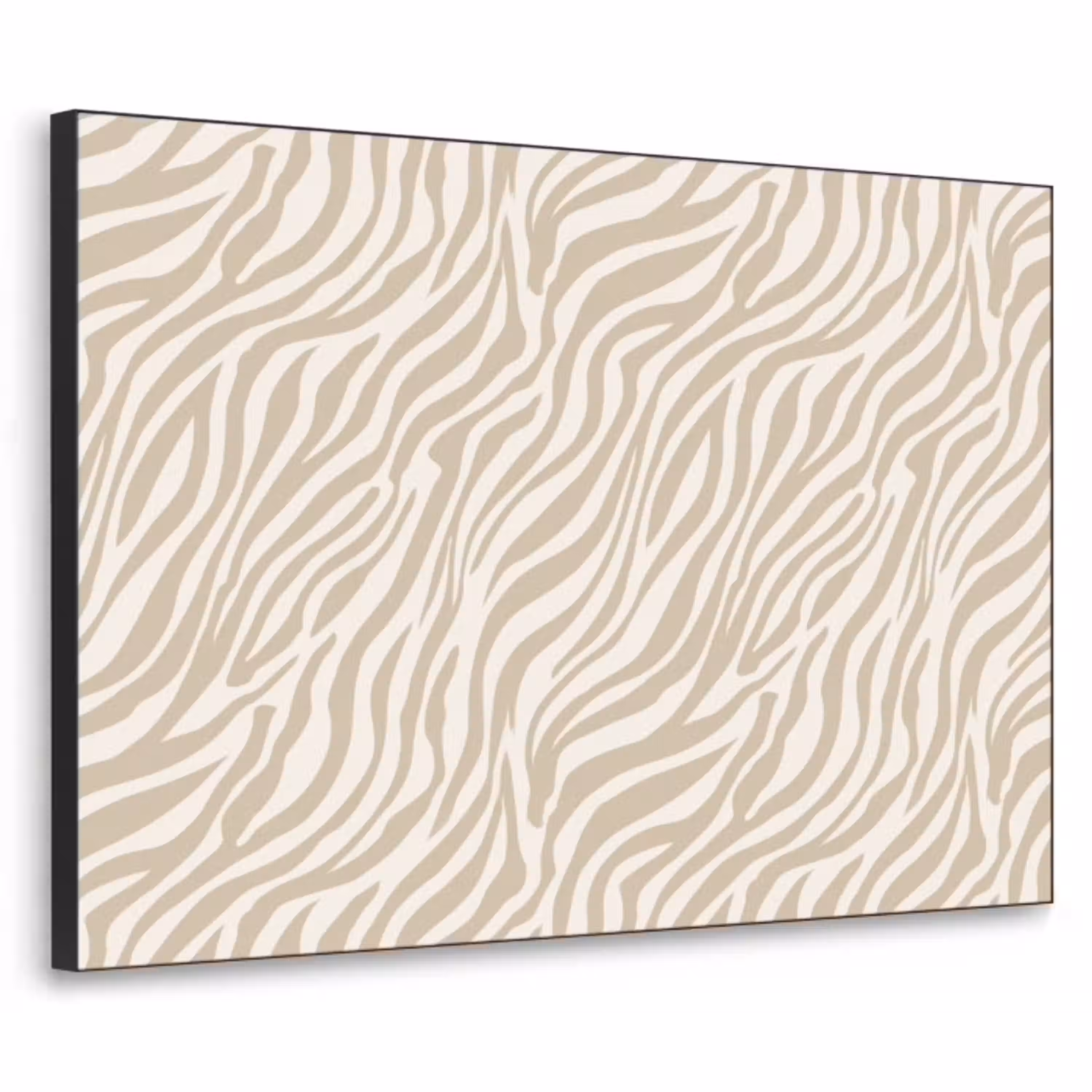 Zebra - Patroon - Beige Textielframe zwart klein 947 -3d
