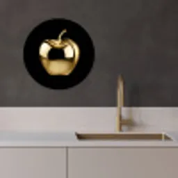 Appel - Goud - Chrome - Zwart KitchenYeah - Keuken - Wandcirkel Forex klein -sfeer1