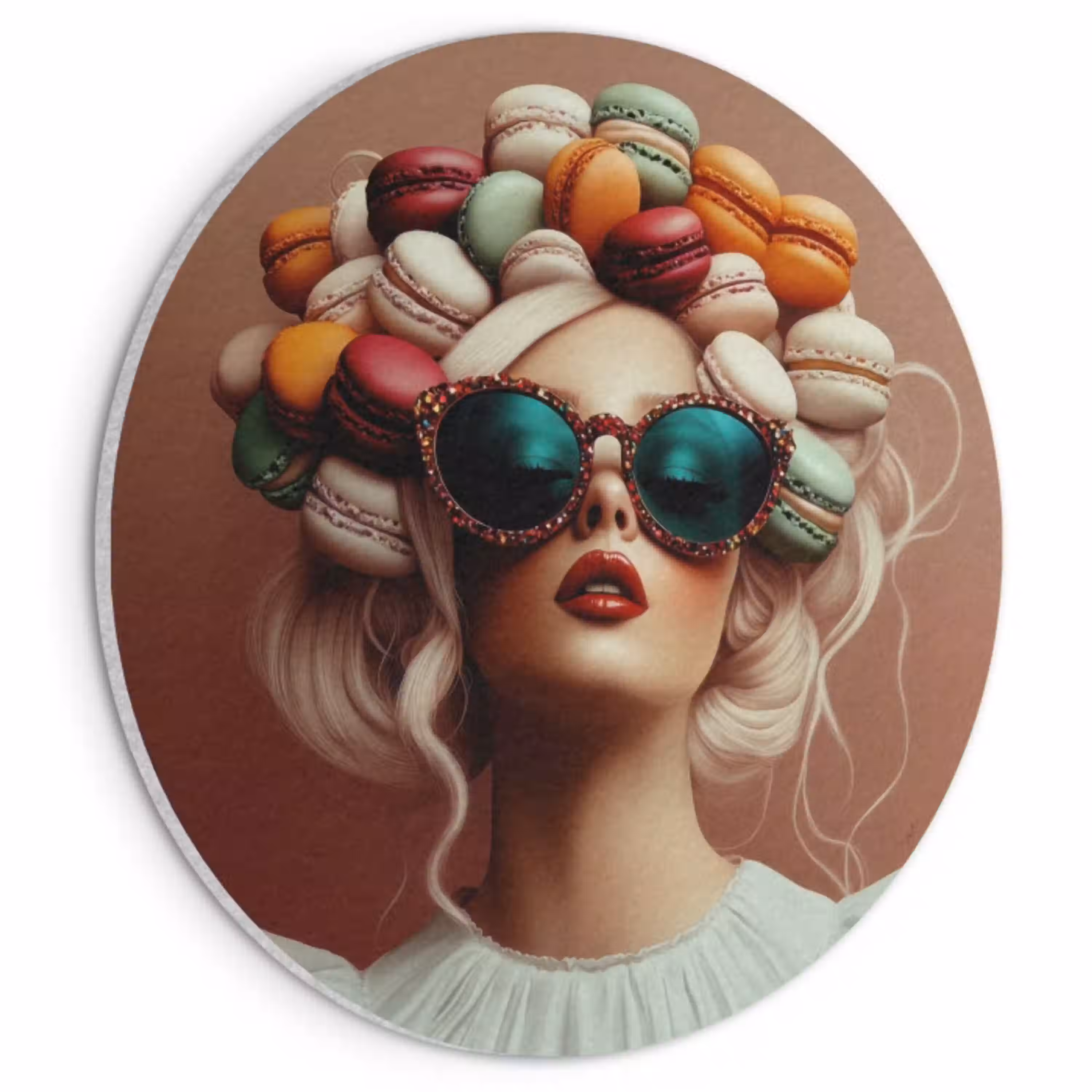 Vrouw - Macarons - Bril Akoestische PET Vilt - Rond klein -3d