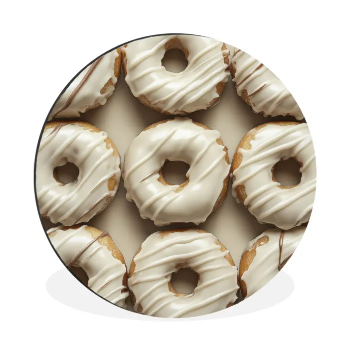 Donuts - Chocolade - Wit - Beige Wandcirkel aluminium klein -3d