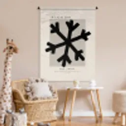 Sneeuwvlok - Kerstmis - Zwart - Feestdagen Wandkleed katoen middel -wsfeer5_kind