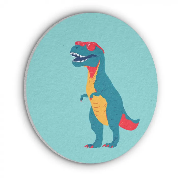Dinosaurus - Blauw - Zonnebril Akoestische PET Vilt - Rond klein -3d
