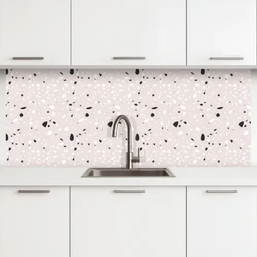Terrazzo -  Patroon - Zacht - Zwart - Wit keuken achterwand 2 middel 871 -3d