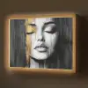 Gezicht - Vrouw - Penseelstreken - Abstract Light Box met batterij (Wandlamp) middel -z3d_website
