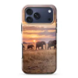 Olifanten - Savanne - Zonsondergang - Afrika - Warm Toughcase MagSafe Apple iPhone 17 Pro Max klein -3d