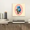 Bloemen - Blauw - Lijst - Bladeren aluminium wit klein -sfeer1
