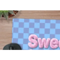 Sweet dreams - Vierkanten - Roze - Blauw muismat rubber klein -closeup