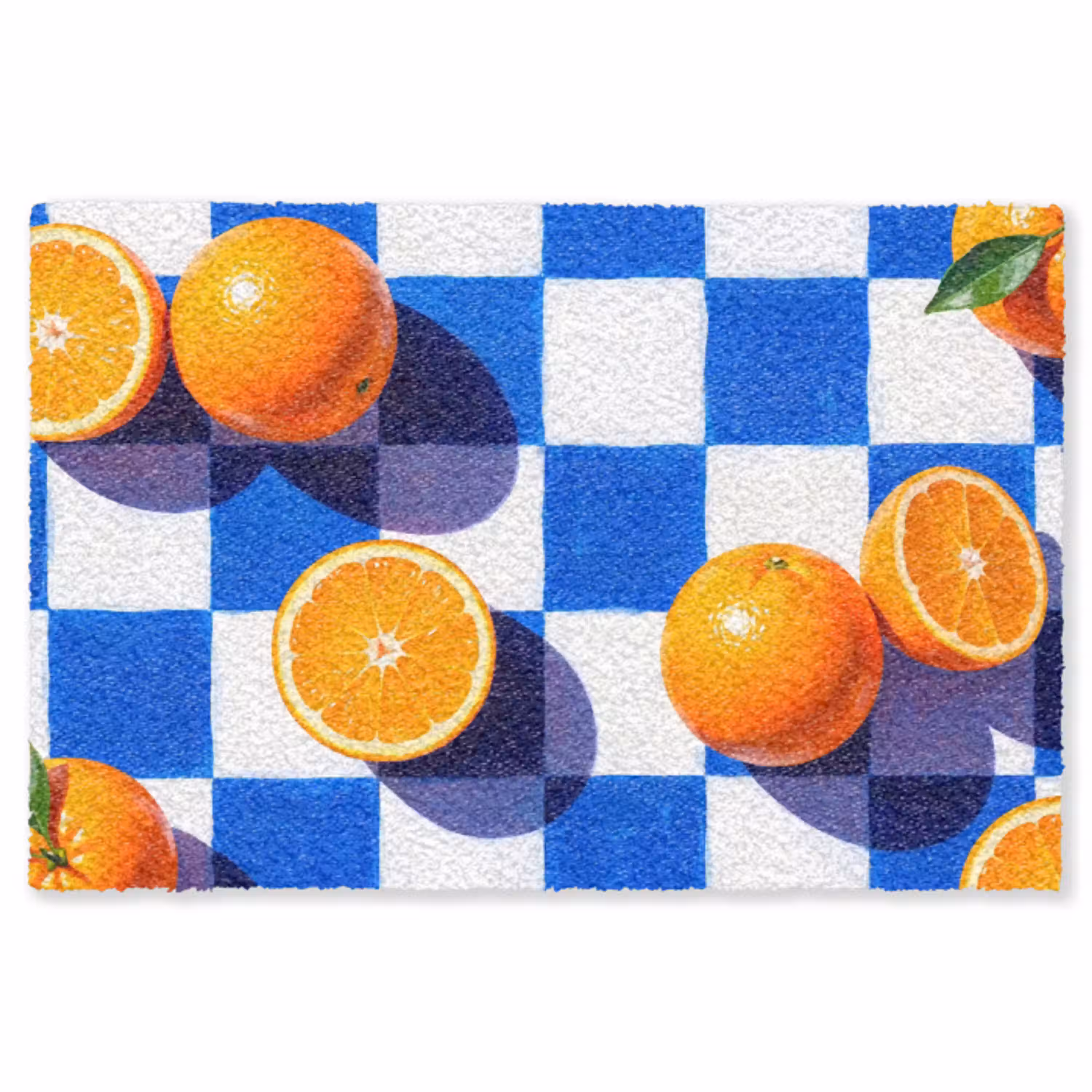 Sinaasappel - Geruit - Eten Vloerkleed Rechthoek klein -3d