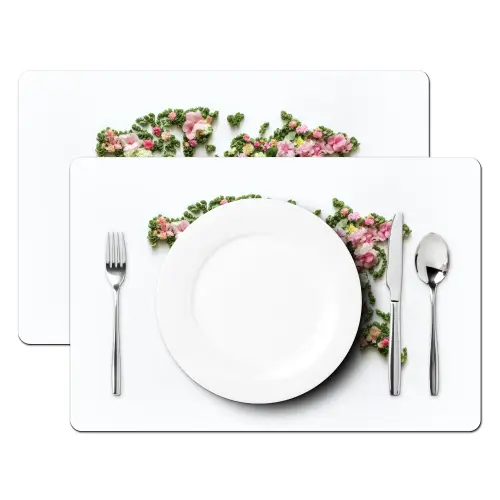 Wereldkaart - Kleurrijk - Bloemen - Lente Placemat vinyl groot -zzsfeer2_Kitchenyeah-website