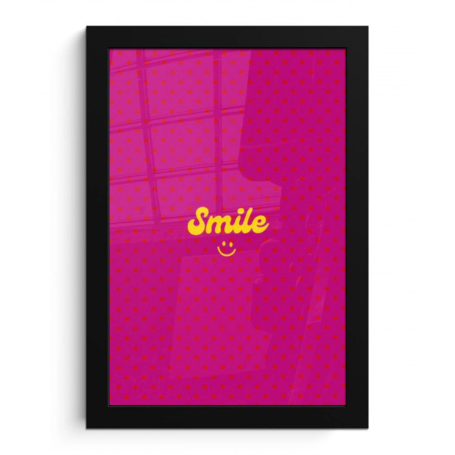 Smile - Stippen - Roze fotolijst zwart zonder passe partout klein -3d