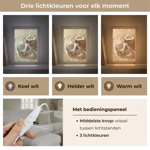 Kokosnoot - Water - Beige - Spetters Light Box met kabel (Tafellamp) klein -USP_lichtkleurNL