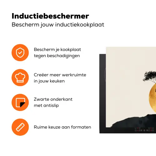 Zwarte boom - Gouden cirkel - Heuvel Inductie beschermer vinyl 3mm klein -zzzzzzz-td-ups