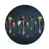 Kruiden - Lepel - Zilver - Specerijen - Industrieel Wandcirkel kunststof plaat 5mm dik groot -3d