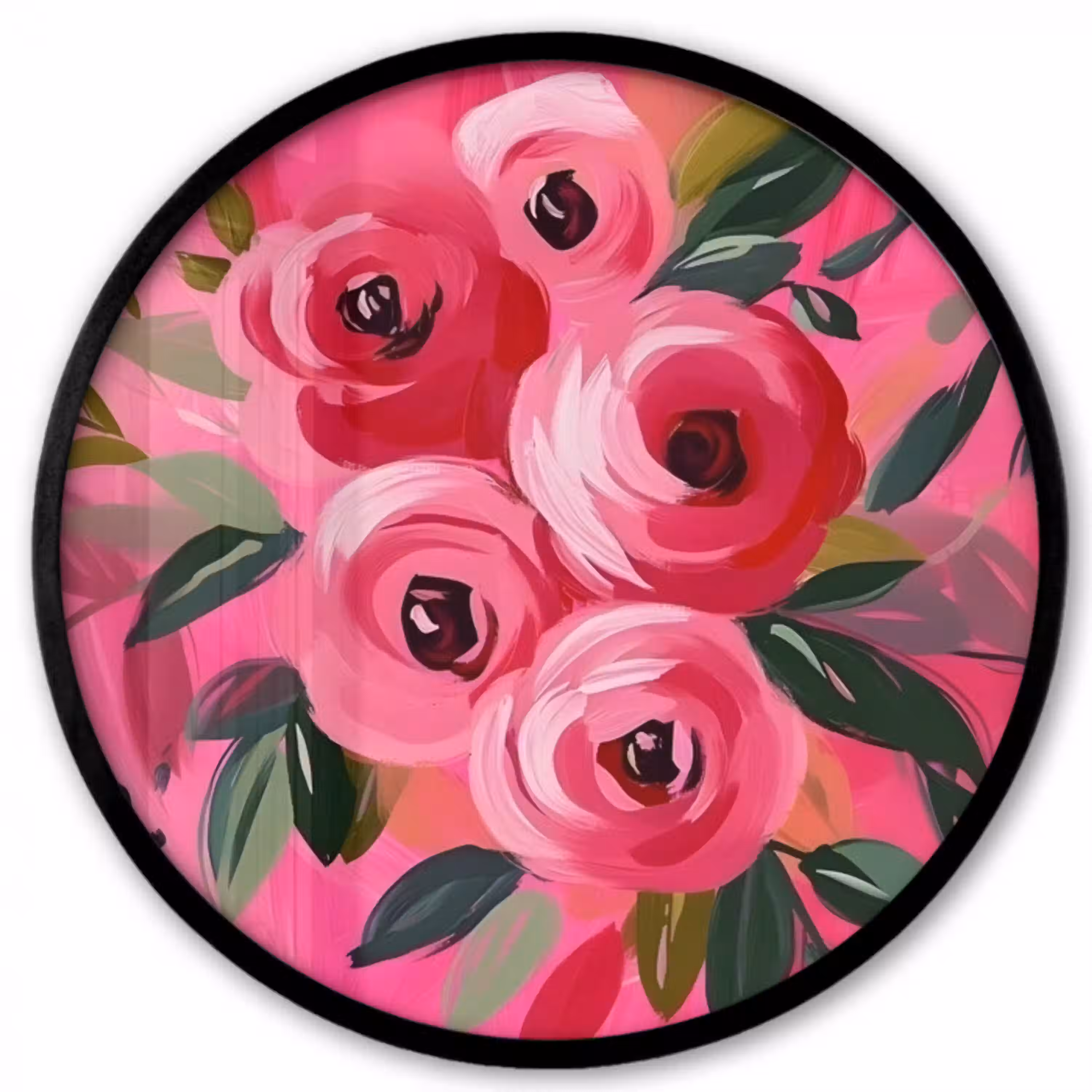 Bloemen - Verf - Roze Fotolijst rond zonder passe partout klein -3d