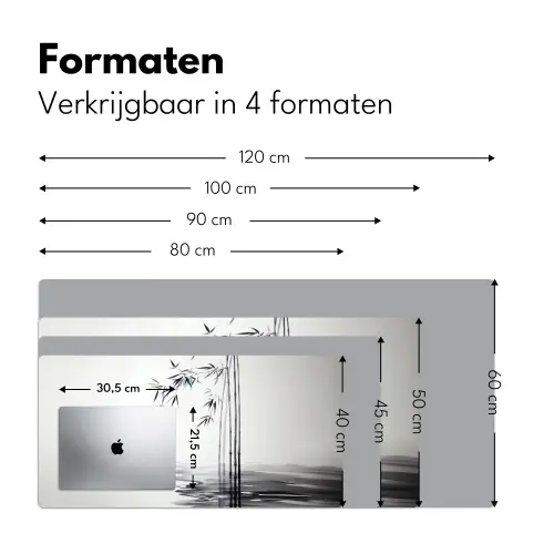 Bamboestammen - Water - Minimalistisch - Wit Muismat XXL klein -sfeer5