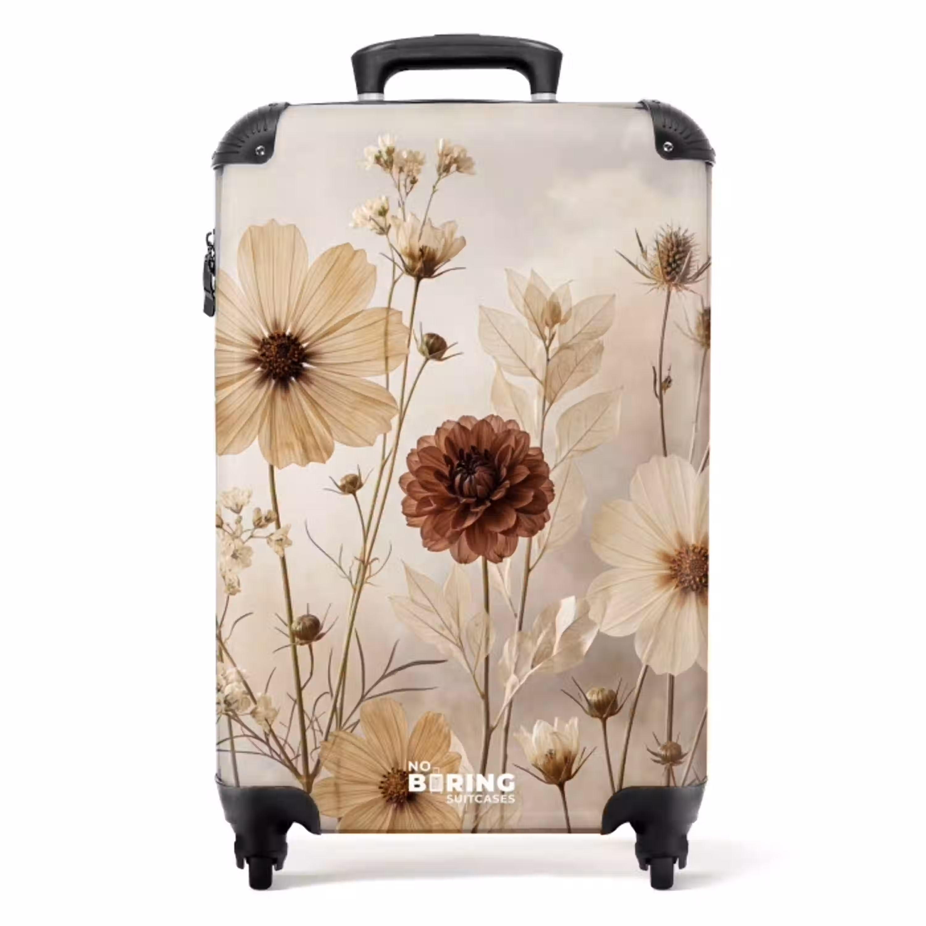 Wilde bloemen - Botanisch - Vintage - Natuur - Rustiek NBS - Handbagage koffer - Volwassenen Unisex middel -productfoto_recht