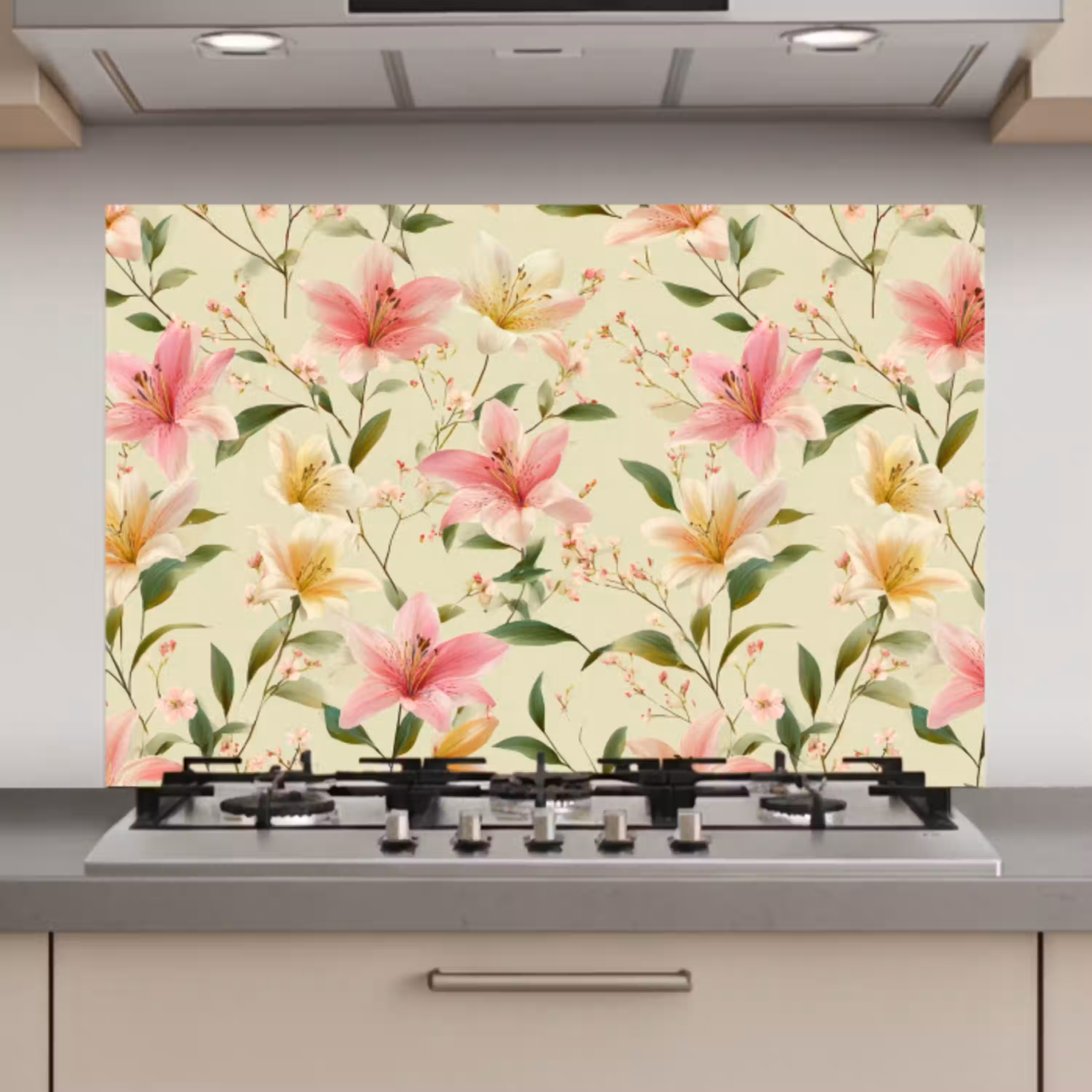 Lelies - Sereen - Kleurrijk keuken achterwand spatscherm klein 900 -3d_website