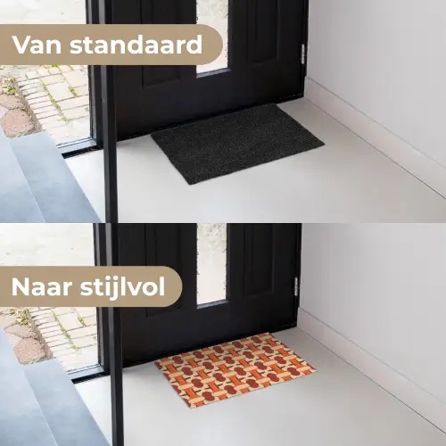 Geometrisch - Retro - Oranje Deurmat klein 898 -voor-na_NL