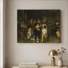 De Nachtwacht - Kunst - Oude meesters - Rembrandt Textielframe zwart klein -sfeer2