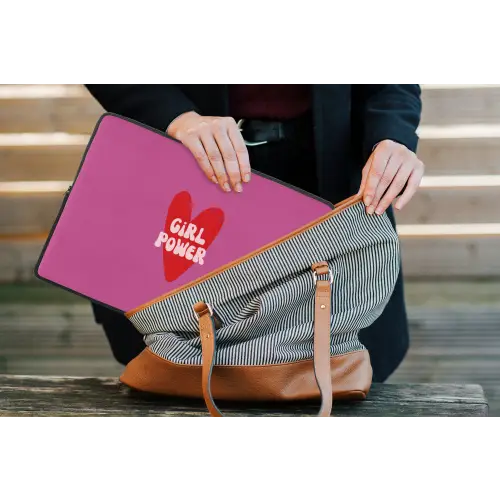 Girl power - Hart - Roze - Rood laptophoes neopreen klein -tas