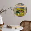 Doorkijk - Toscane - Uitzicht - Landschap - Zomer Wandcirkel behangsticker klein -sfeer3