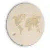 Wereldkaart - Realistisch - Beige Akoestische PET Vilt - Rond klein -3d