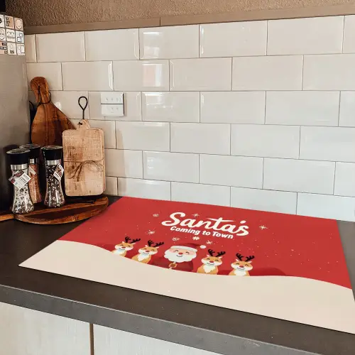 Illustratie - Kerstman - Rendieren - Rood Inductie beschermer vinyl 3mm klein -sfeer3