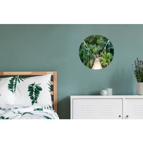 Jungle - Palmboom - Brug - Natuur - Planten Wandcirkel aluminium klein -slaapkamer
