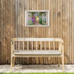 Hortensia - Doorkijk - Bloemen - Zomer - Paars - Pad Tuinposter op houten frame 2 cm dik klein -sfeer4