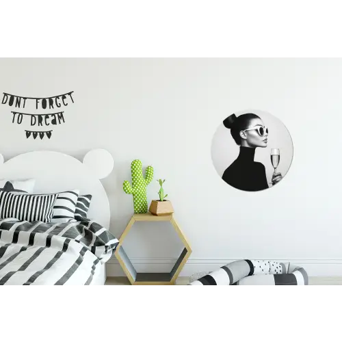 Vrouw - Champagne - Modern Wandcirkel aluminium klein -kinderkamer