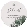 Lichtroze met palmblad - Sierlijk Naambord Rond klein -3d