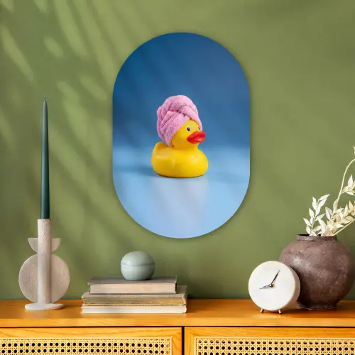 Badeend - Handdoek - Blauw Wandcirkel Ovaal Forex klein -sfeer2