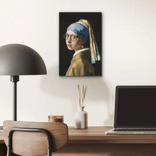 Meisje met de parel - Johannes Vermeer - Bril aluminium wit klein -sfeer5
