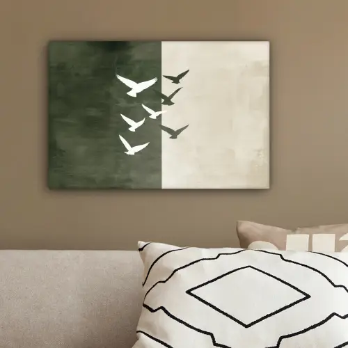 Japandi - Vogel - Groen canvas 2cm klein -sfeer3