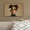 Vrouw - Beige - Bloem - Modern - Portret canvas 2cm klein -sfeer3